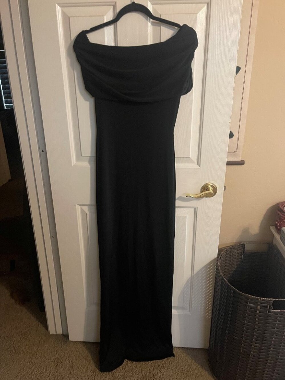 NWT MESHKI | Cassandra Off Shoulder Slinky Maxi Dress - Black Medium - Picture 4 of 4